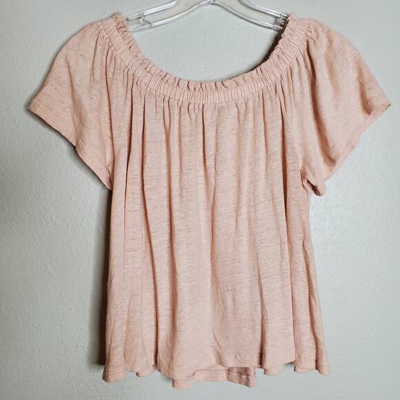 Aritzia Wilfred Sartre Linen Off The Shoulder Top Size XS Pink Coastal Beachy - Picture 3 of 8